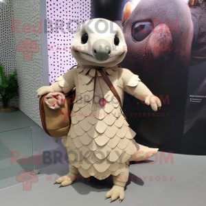 Beige Pangolin maskot...