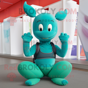 Teal Lobster mascot costume character dressed with a Yoga Pants and Headbands