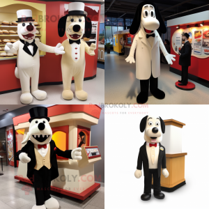 Cream Hot Dogs mascot costume character dressed with a Tuxedo and Cufflinks