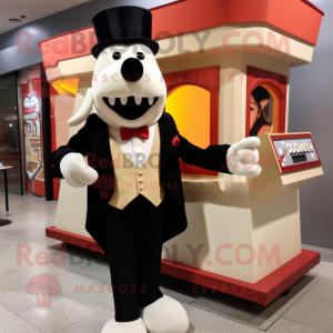 Cream Hot Dogs mascot costume character dressed with a Tuxedo and Cufflinks