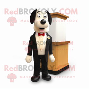 Cream Hot Dogs mascot costume character dressed with a Tuxedo and Cufflinks