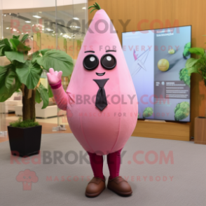 Pink Pear mascot costume character dressed with a Dress Pants and Tie pins