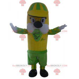 Gigante mascotte gialla e verde della pannocchia di mais -
