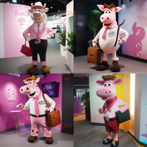 Mascote disfarça vaca rosa. Fantasia de disfarce Cortar L (175-180CM)