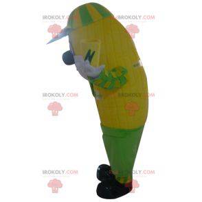 Mascote gigante de sabugo de milho amarelo e verde -