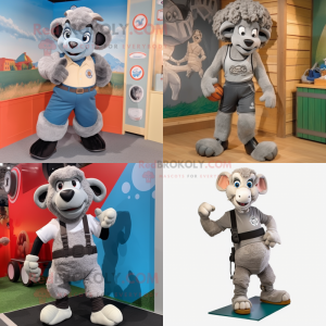 Grey Ram maskot kostume...