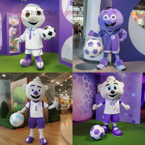 Lavender Soccer Ball mascot costume character dressed with a Romper and Cufflinks