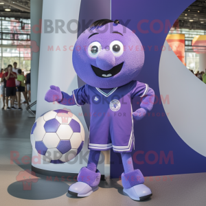 Lavender Soccer Ball mascot costume character dressed with a Romper and Cufflinks