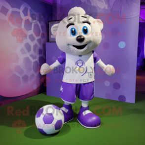 Lavender Soccer Ball mascot costume character dressed with a Romper and Cufflinks