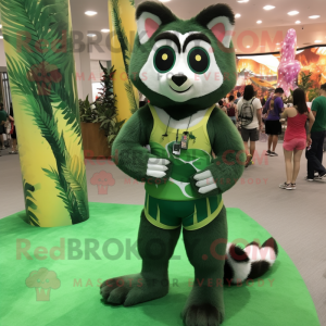 Forest Green Raccoon mascot costume character dressed with a Bikini and Anklets