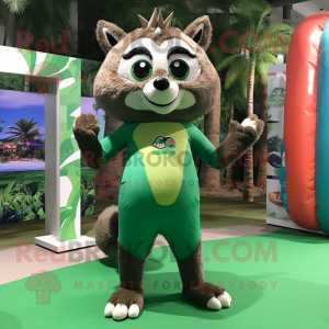 Forest Green Raccoon mascot costume character dressed with a Bikini and Anklets