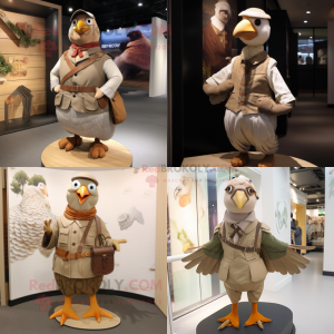 Tan Pigeon mascot costume character dressed with a Vest and Cummerbunds