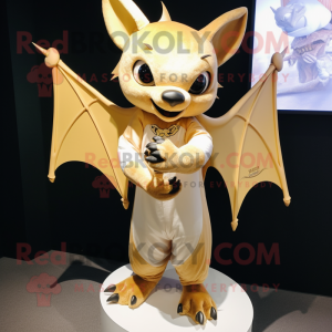 Gold Bat mascot costume character dressed with a A-Line Dress and Bracelets