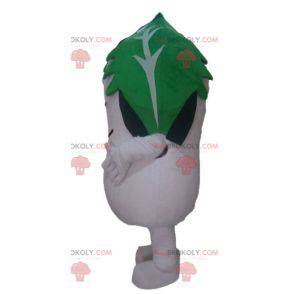 Mascote de rabanete branco Dudhi com uma folha na cabeça -