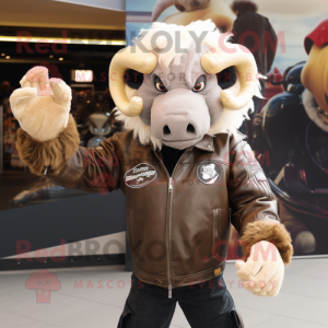 Beige Buffalo maskot...