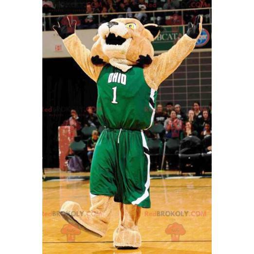 Maskot beige och vit tiger i sportkläder - Redbrokoly.com