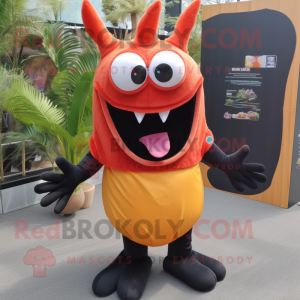 Black Shrimp Scampi mascot costume character dressed with a Playsuit and Pocket squares