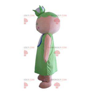 Grandmother woman mascot with a cauliflower on her head -