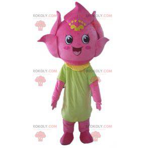 Mascotte fiore rosa fiore di giglio molto sorridente -
