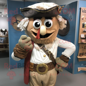 Cream Pirate mascot costume character dressed with a Chambray Shirt and Cummerbunds