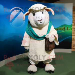 Cream Suffolk Sheep maskot...