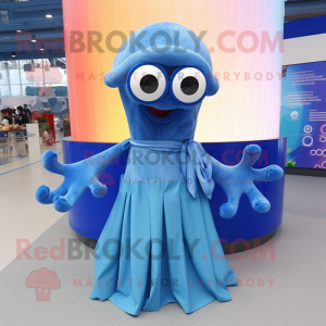 Blue Octopus maskot kostume...