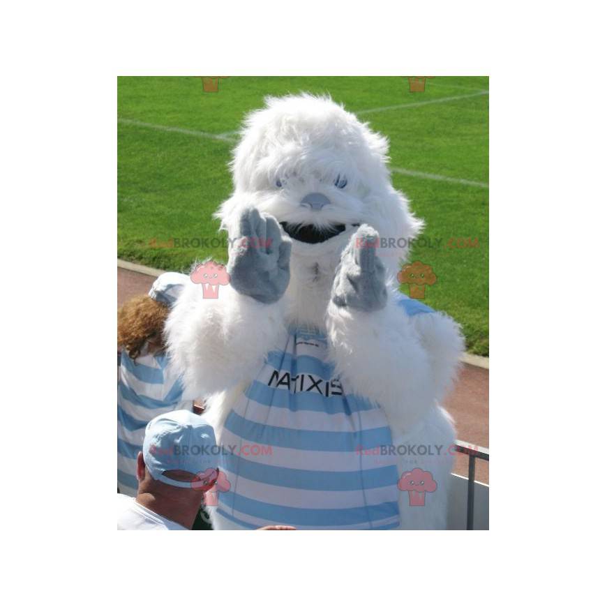 White and blue yeti mascot all hairy - Redbrokoly.com
