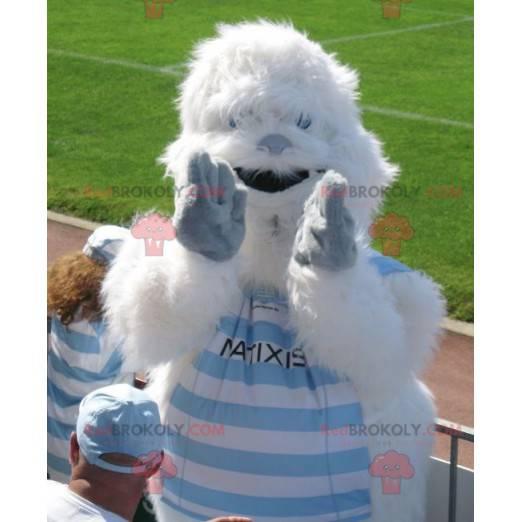 White and blue yeti mascot all hairy - Redbrokoly.com