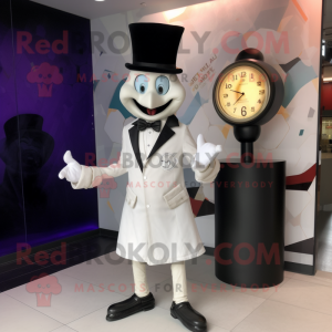 White Hourglass mascot costume character dressed with a Blazer and Clutch bags