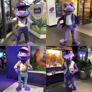 Purple Lizard maskot kostym...