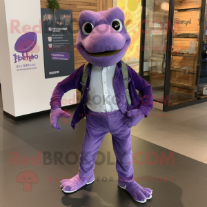 Purple Lizard maskot kostym...