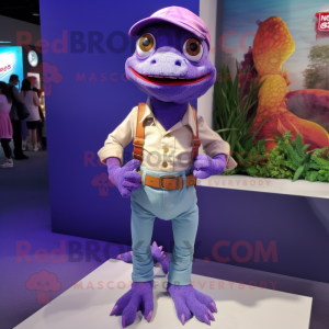 Purple Lizard maskot kostym...