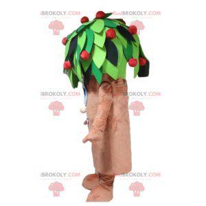 Green and red brown cherry tree mascot - Redbrokoly.com
