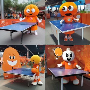 Orange Ping Pong Table mascot costume character dressed with a Midi Dress and Keychains