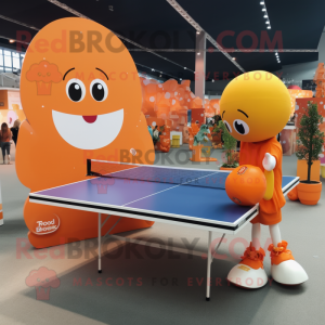 Orange Ping Pong Table mascot costume character dressed with a Midi Dress and Keychains