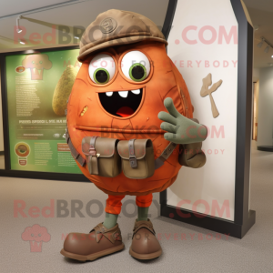 Rust Grenade mascot costume character dressed with a Jeggings and Messenger bags