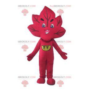 Mascotte foglia rossa gigante e sorridente - Redbrokoly.com