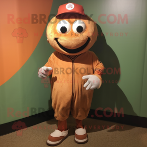 Rust Baseball Ball mascot costume character dressed with a Cover-up and Foot pads