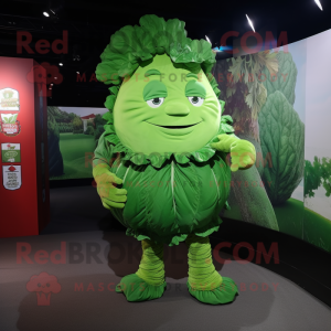 Green Cabbage Leaf mascot costume character dressed with a Playsuit and Ties