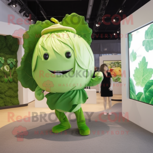 Green Cabbage Leaf mascot costume character dressed with a Playsuit and Ties