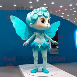 Cyan Cupid maskot kostume...