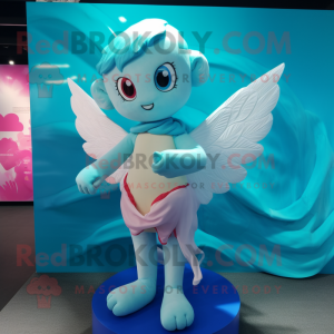 Cyan Cupid maskot drakt...