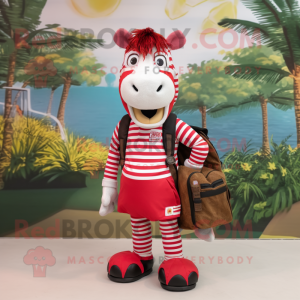 Rød Zebra maskot kostume...