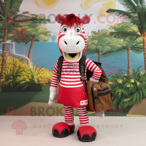 Rode Zebra mascotte kostuum...