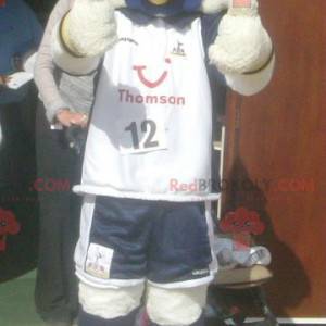 Mascotte d'oiseau blanc de canard en tenue de sport -