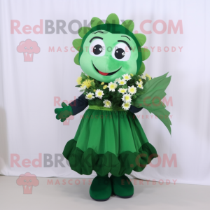 Forest Green Bouquet Of Flowers mascot costume character dressed with a Shift Dress and Wraps
