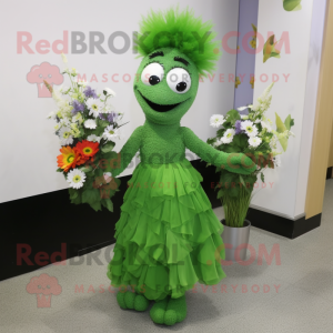Forest Green Bouquet Of Flowers mascot costume character dressed with a Shift Dress and Wraps