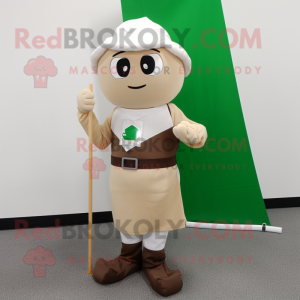 Beige Irish Flag mascot costume character dressed with a Dress Pants and Shoe laces