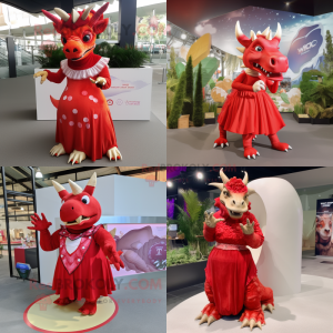 Rød Triceratops maskot...