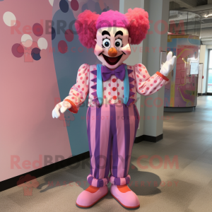 Roze Clown mascotte kostuum...